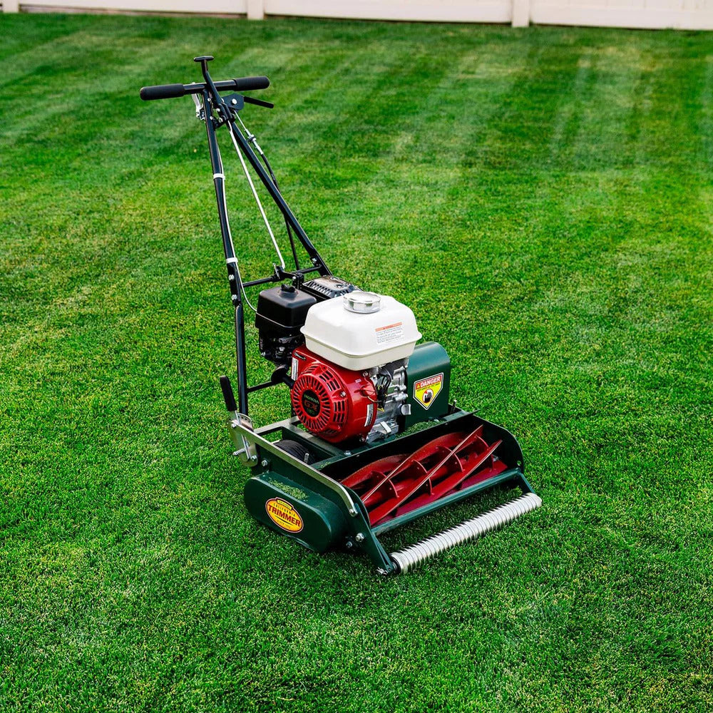 VIRLALA 20-inch gas walk-behind lawn mower with 7 blades, ideal for yard maintenance and grass cutting.