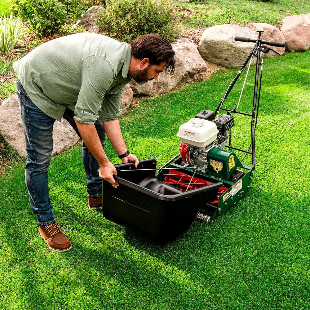 VIRLALA Classic Standard 20-inch gas walk-behind lawn mower with 7 blades, designed for efficient yard trimming and cutting.