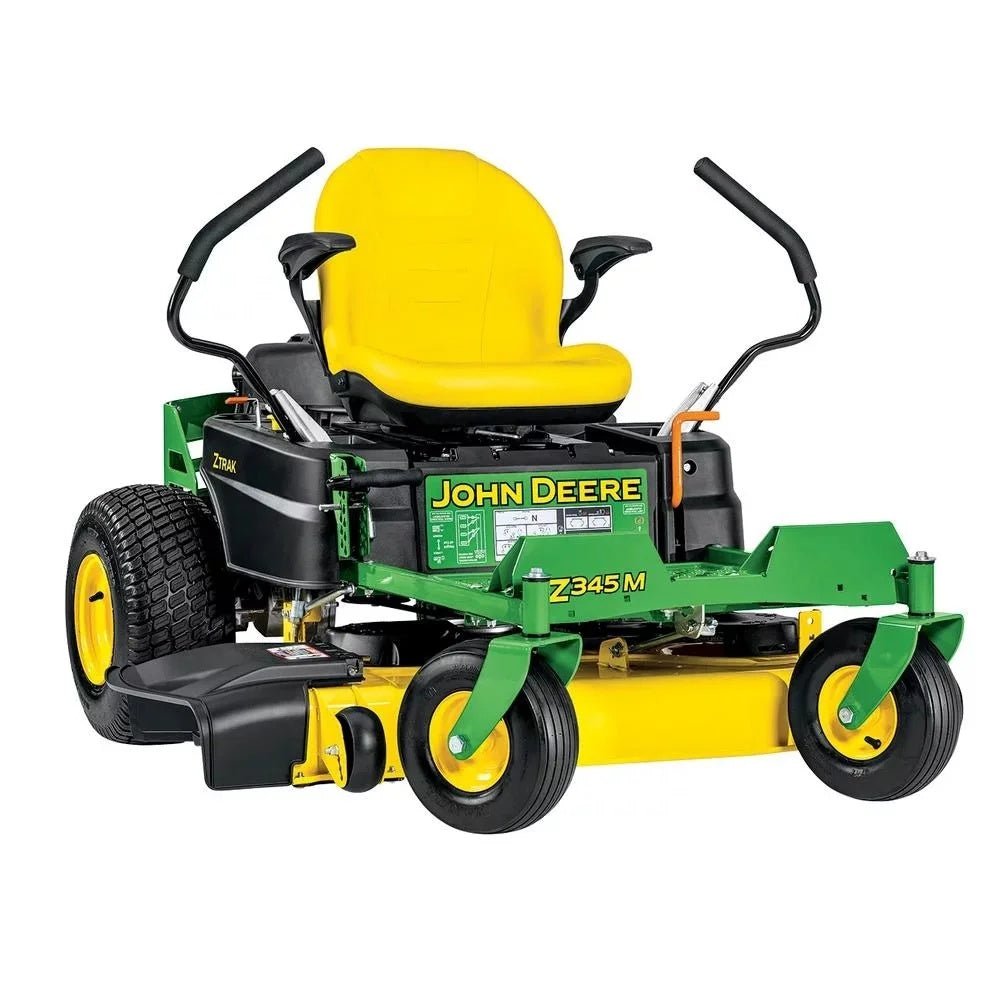 VIRLALA John Deere Z345M 42-inch 22 HP gas zero-turn riding lawn mower with dual hydrostatic drive on a grassy lawn.
