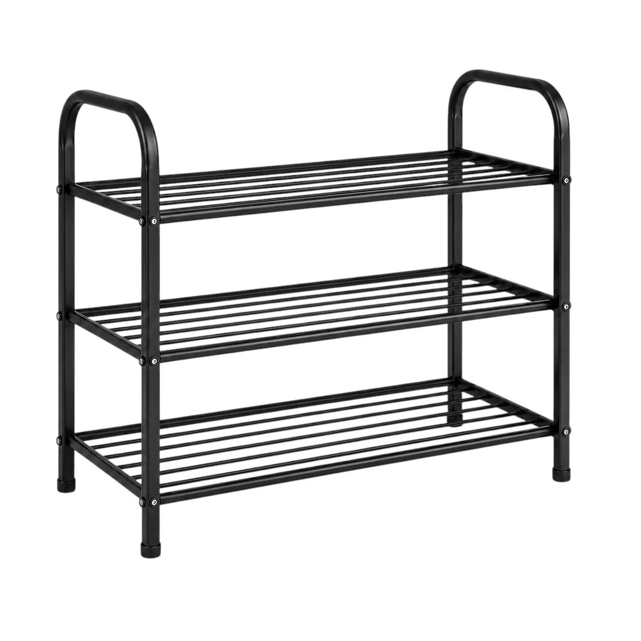 3-Tier Freestanding Metal Shoe Rack, Black, 65 x 28 x 50 cm