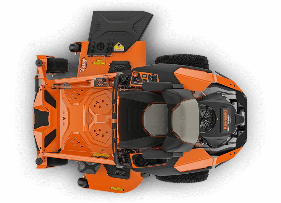 VIRLALA Ariens IKON 52-inch zero-turn mower with 23HP Kawasaki 726cc engine, cutting grass on a lush lawn.