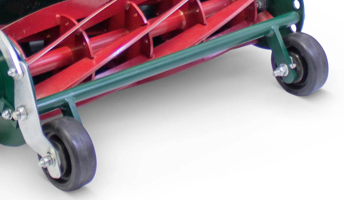 VIRLALA Classic 20-inch gas walk-behind lawn mower with front wheels and 7 blades for efficient yard cutting.