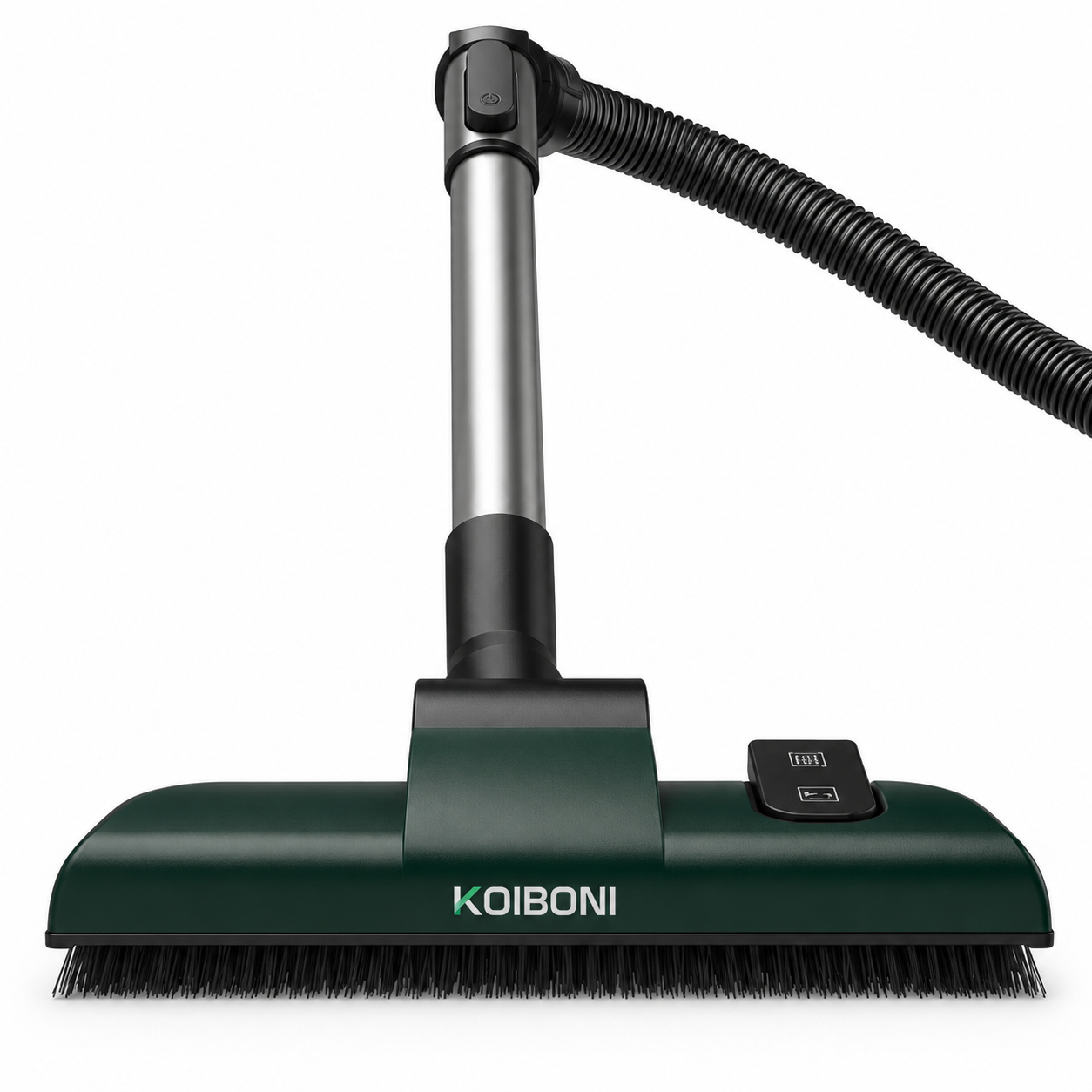 KOIBONI CleanGuard S1 bagged cylinder vacuum cleaner with hose and attachments on a tiled floor.
