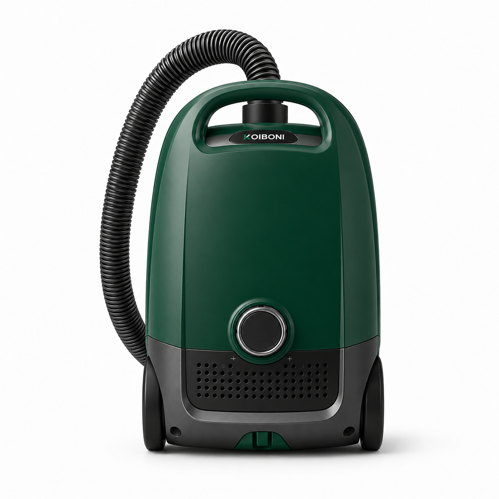 KOIBONI CleanGuard S1 bagged cylinder vacuum cleaner with hose and attachments, designed for deep cleaning and versatile use.