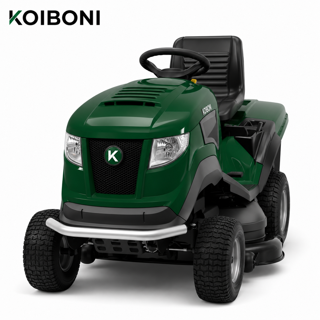 KOIBONI ProCut 2200H 620cc ride-on lawn mower with large cutting deck and ergonomic seat, suitable for residential lawns.