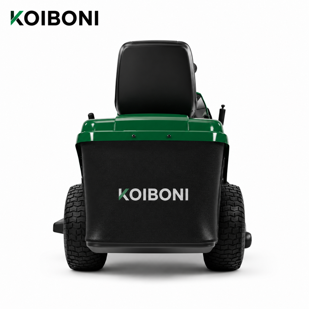 KOIBONI ProCut 2200H 620cc ride-on lawn mower with cutting deck and control panel, ideal for large lawn maintenance.