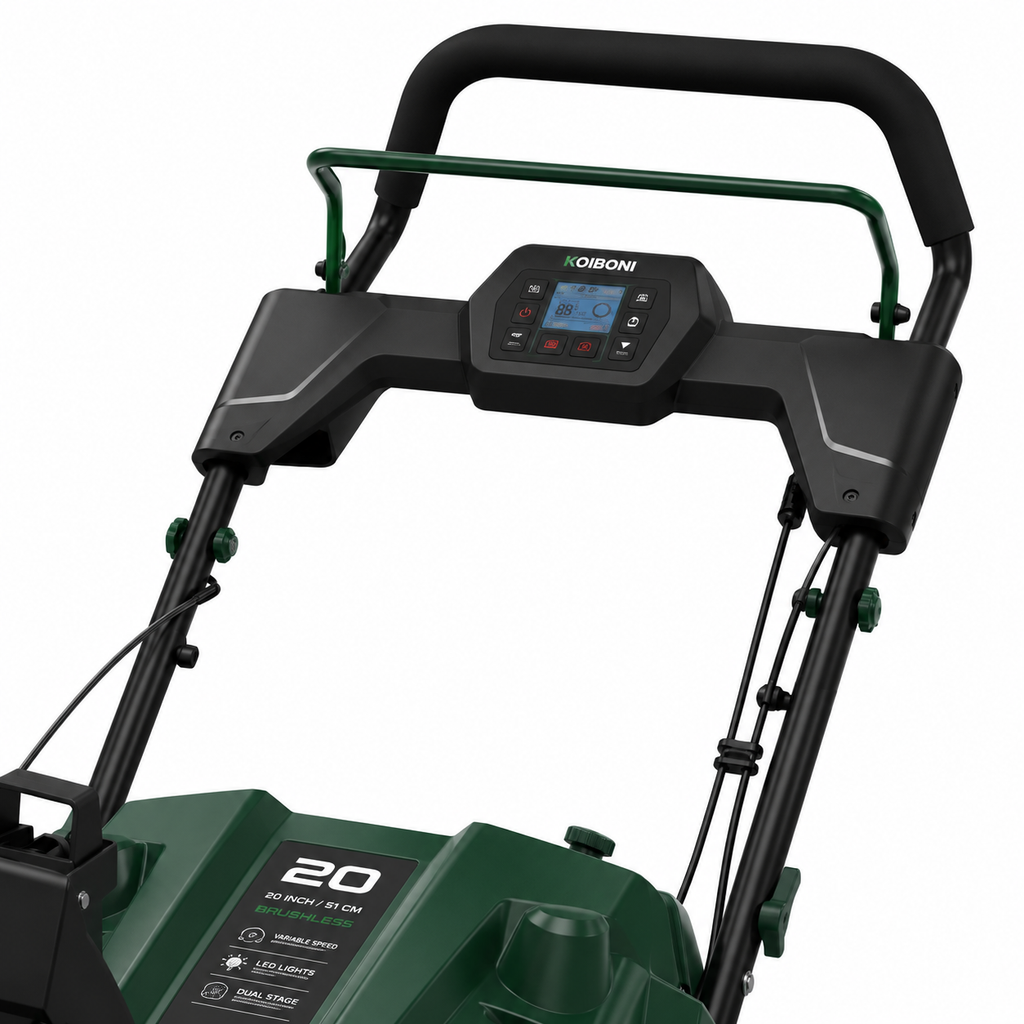 KOIBONI SnowMaster 20 single-stage auger snow blower with a powerful motor and durable auger for efficient snow clearing.