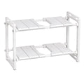 Adjustable 2-Tier Under-Sink Organiser Rack, White, 51-80 x 26 x 38 cm
